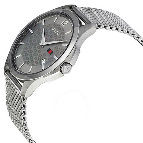 gucci g-timeless anthracite dial mesh band men's watch|Gucci watches for men uk.